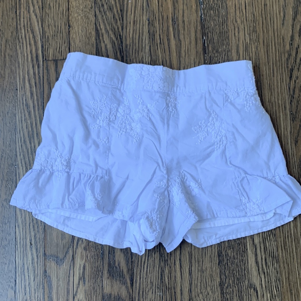 Janie and Jack White Embroidered Ruffle Shorts